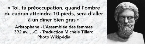 Citation et buste d'Aristophane.